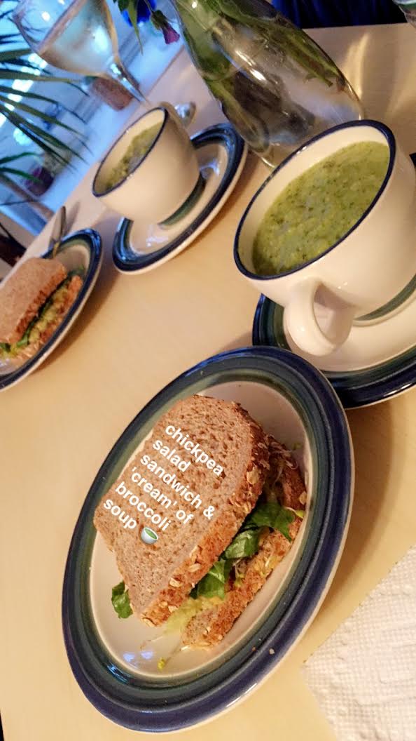 Chickpea Salad Sandwiches & Cream of Broccoli&nbsp;Soup