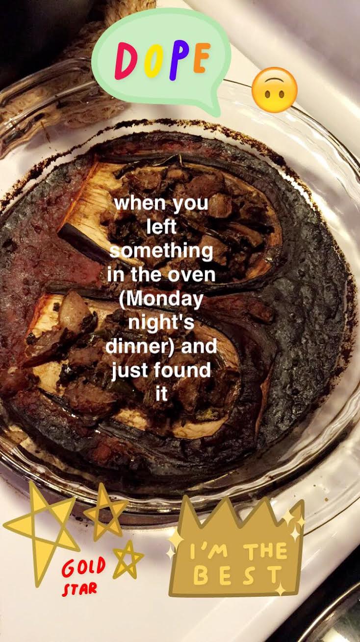 Eggplant w BBean Potato Stuffing BURNT