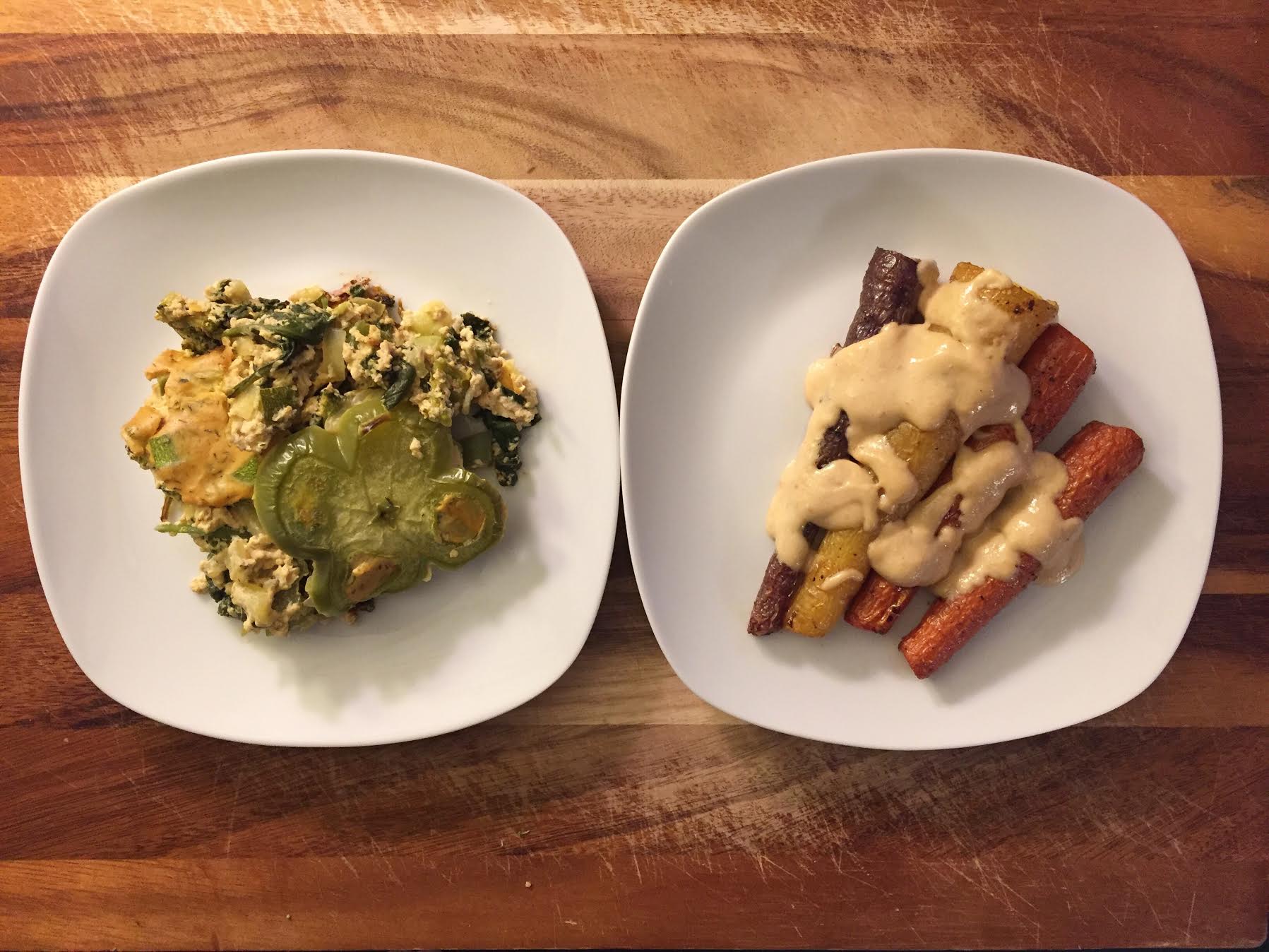 Roasted Rainbow Carrots w Cumin-Coriander Tahini Sauce Insta