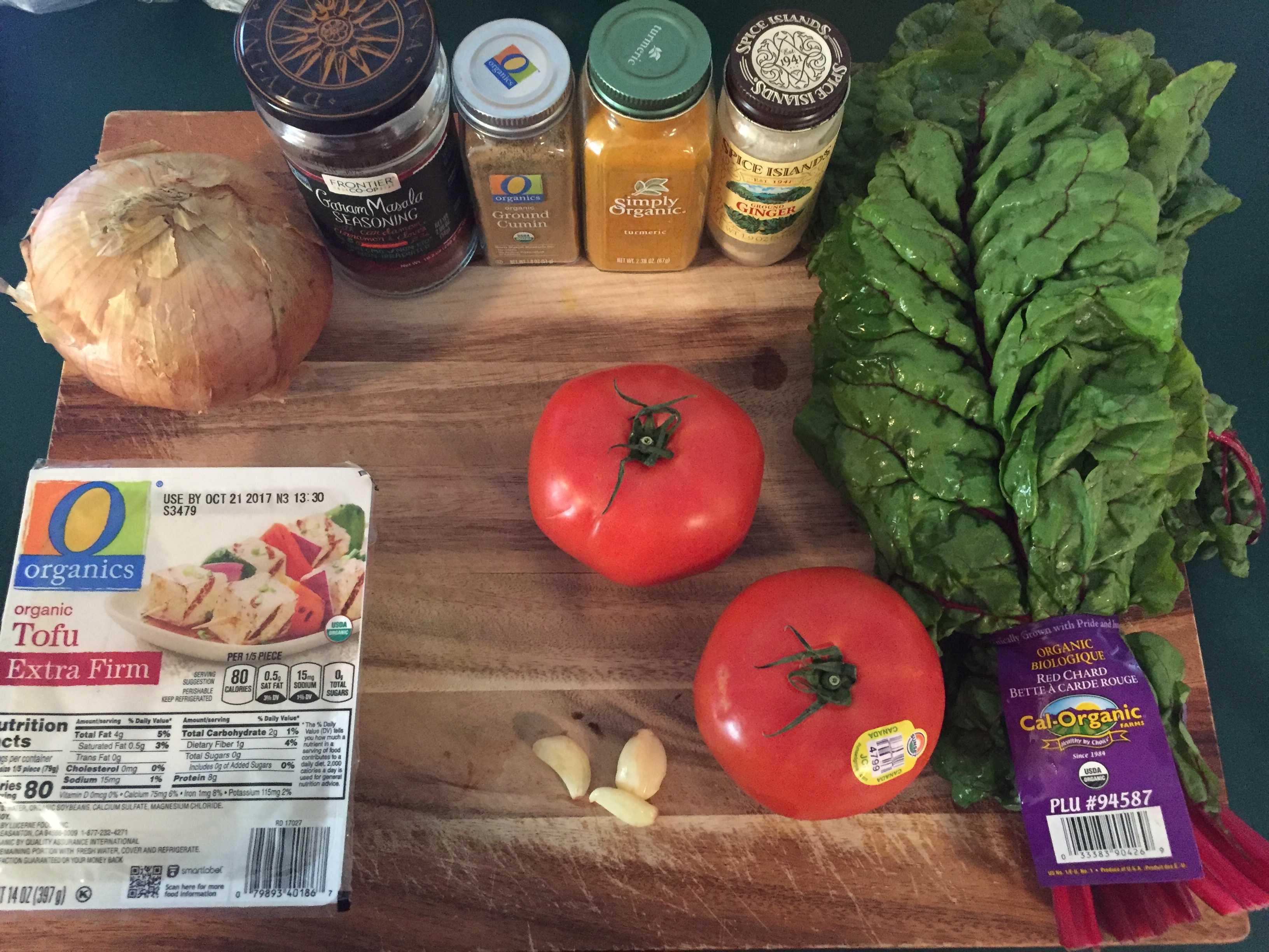 Indian-Spiced Chard w Tofu Ingredients