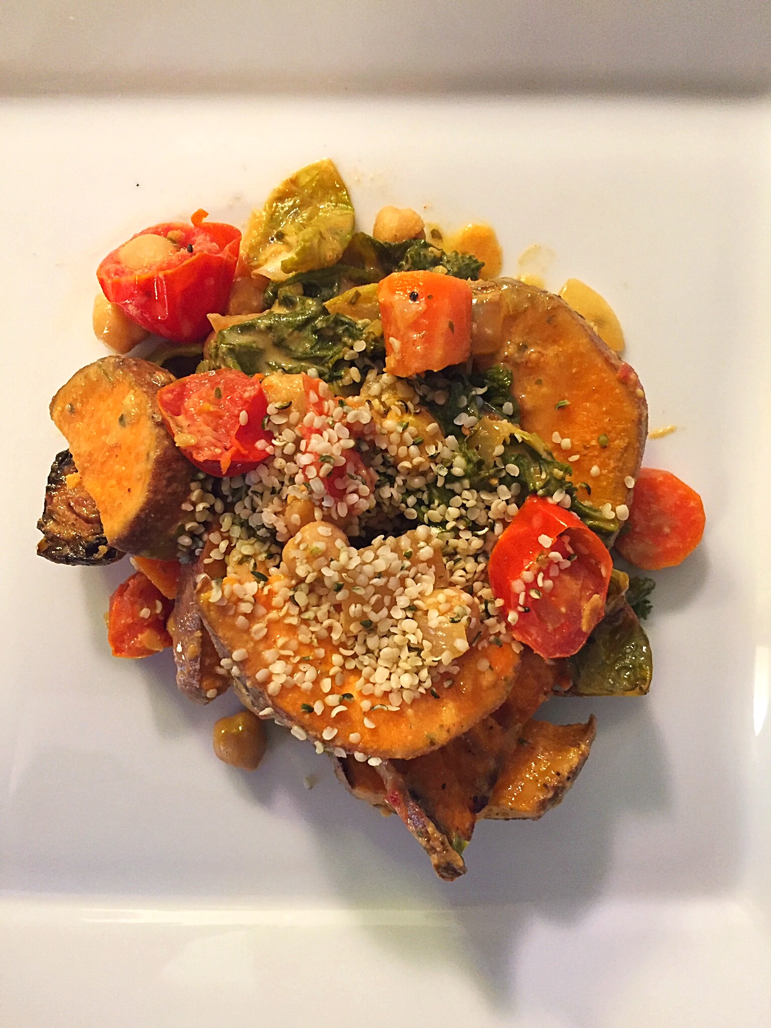 Sweet Potato, Crispy Chickpeas, &amp; Kale Bowl Insta