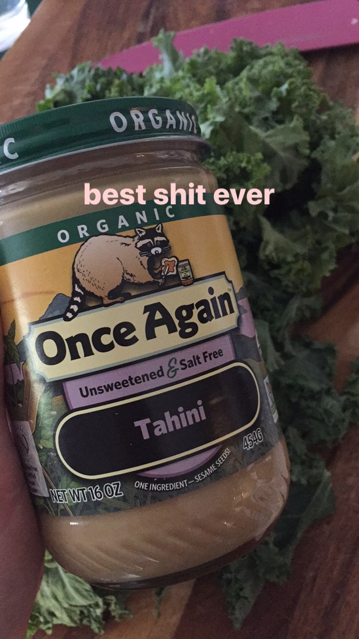 Sweet Potato, Crispy Chickpeas, &amp; Kale Bowl Tahini