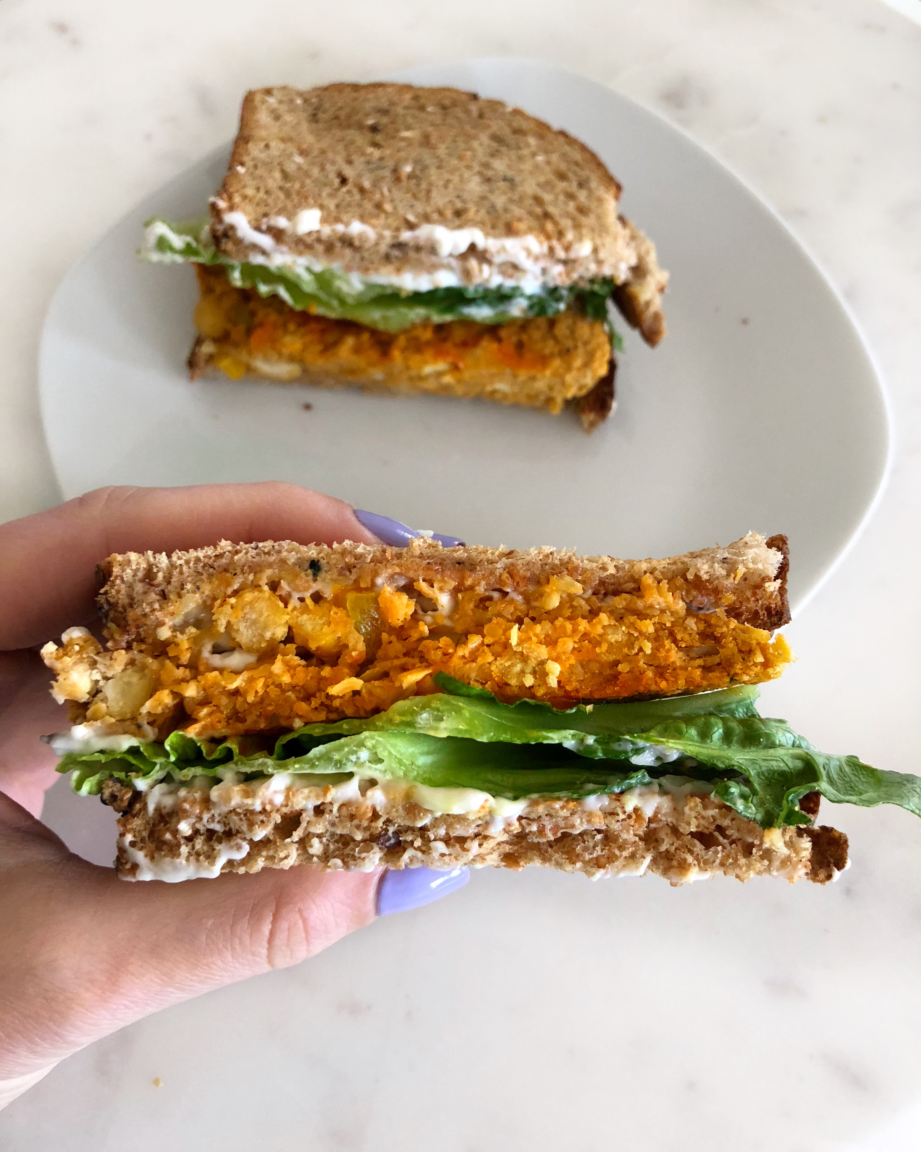 Buffalo Chickpea Veggie Burgers Insta
